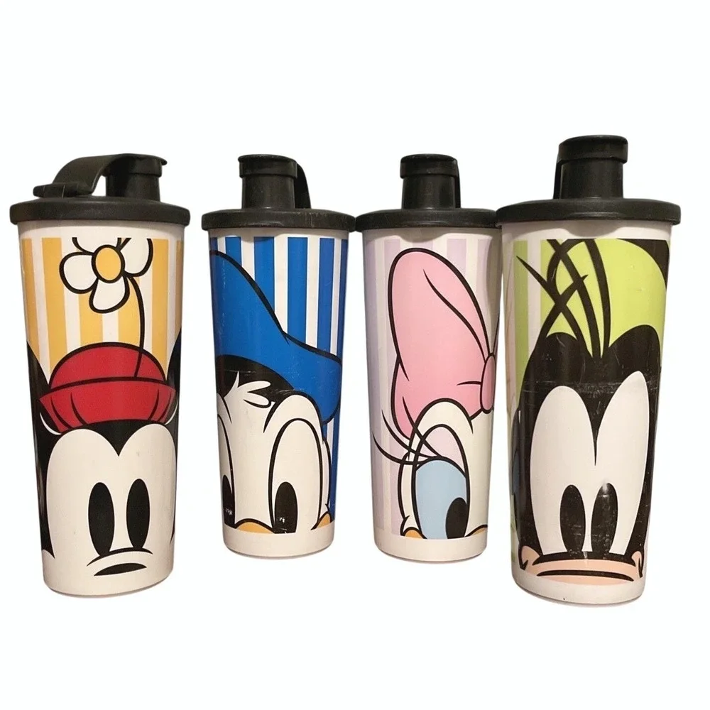 Tupperware Disney Peek A Boo Donald Goofy Minnie Daphne 16 Oz Tumblers Cup 5107‎